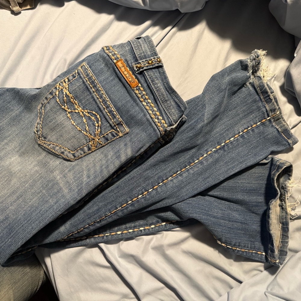 Cowgirl Tuff Boot Cut Jeans - Faded Blue